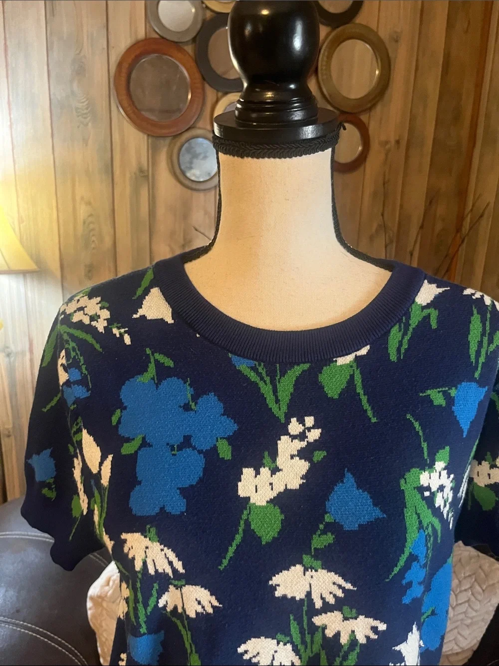 Kate Spade New York Target Navy Blue Short-Sleeve Crewneck Sweater Short Sleeve